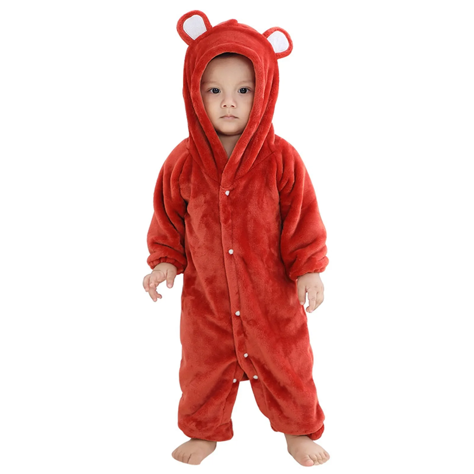 2024 New Cute Elephant Newborn Baby Clothes Bodysuit Winter Flannel Boys Girls Romper Warm Cosplay Costume Outfit Hooded Jumpsui