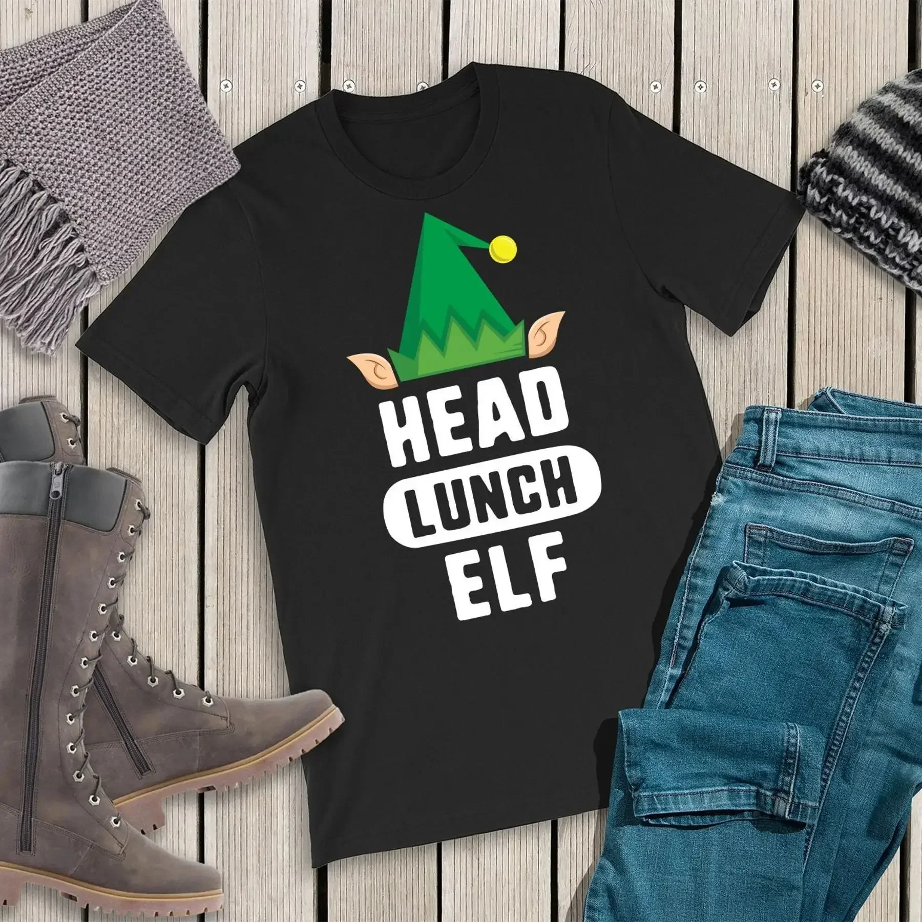 Head Lunch Elf T-Shirt, Weihnachten, für Damen, Frauen, lustiges Motiv für Lehrerinnen, zum Schulanfang.