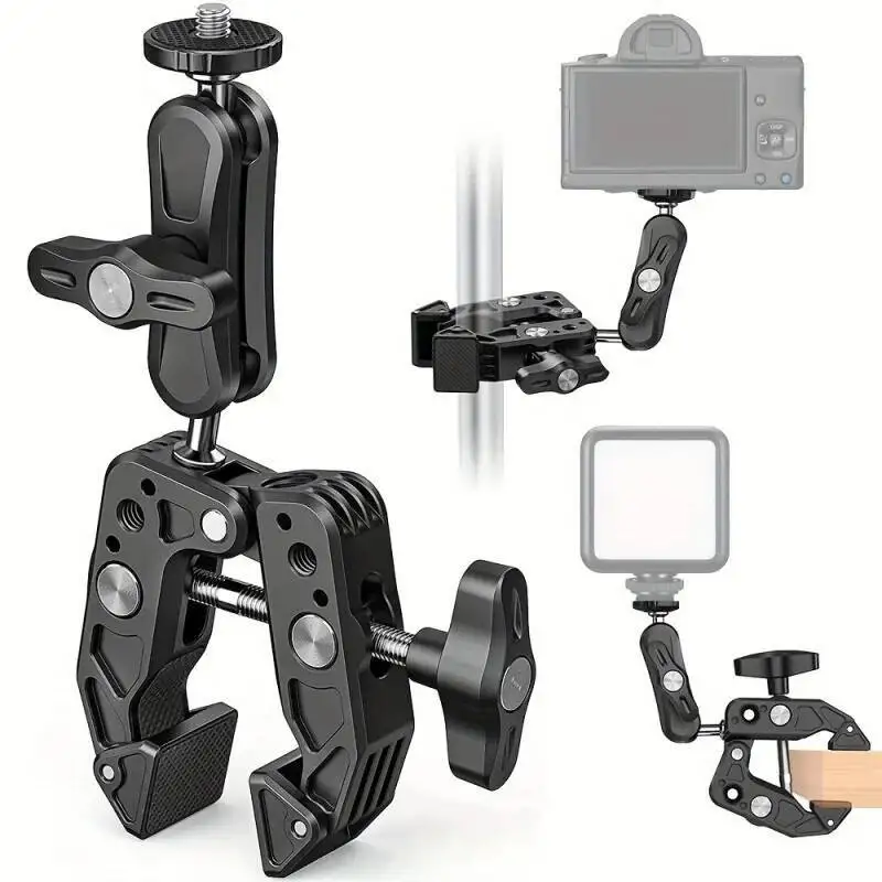 Multifunctional crab claw clamp sports camera mobile phone photography strong pea clamp metal outdoor universal pan-tilt stand