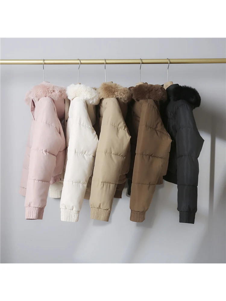 

ort Fem Padded Jaet 2025, зимнее новое хлопковое пальто с мехом ягненка, корейская версия, прямой крой, для поездок на работу, Sle