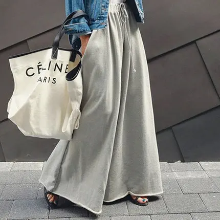 

SuperAen Summer New Fashion Pleated Wide-leg Pants for Women Thin Drape White Full Length High Waist Casual Pants