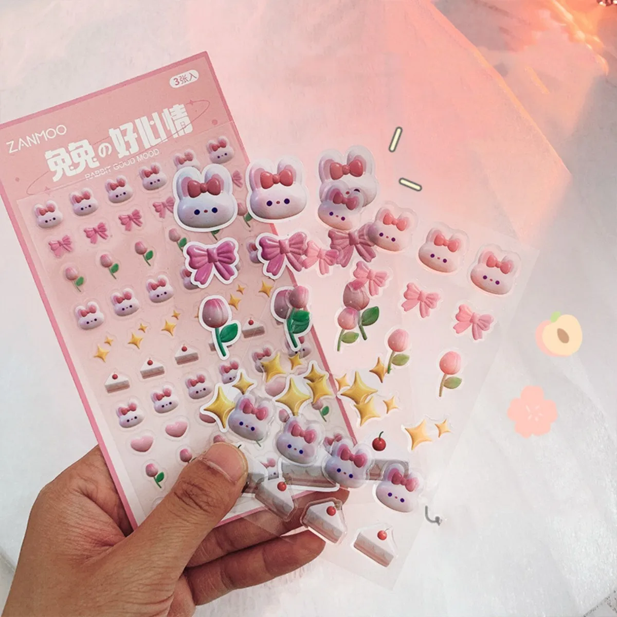 Cartoon Three-dimensional Stickers Ins Mobile Phone Shell Students Cute Crystal Drip Glue Stickers Photo Decoration Stickers