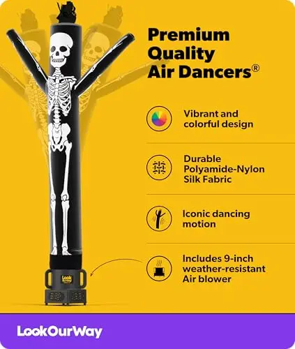 Halloween Air Dancers Inflatable Tube Man Set | 7ft Skeleton Wacky Waving Inflatable with 12-Inch Blower | Outdoor Halloween