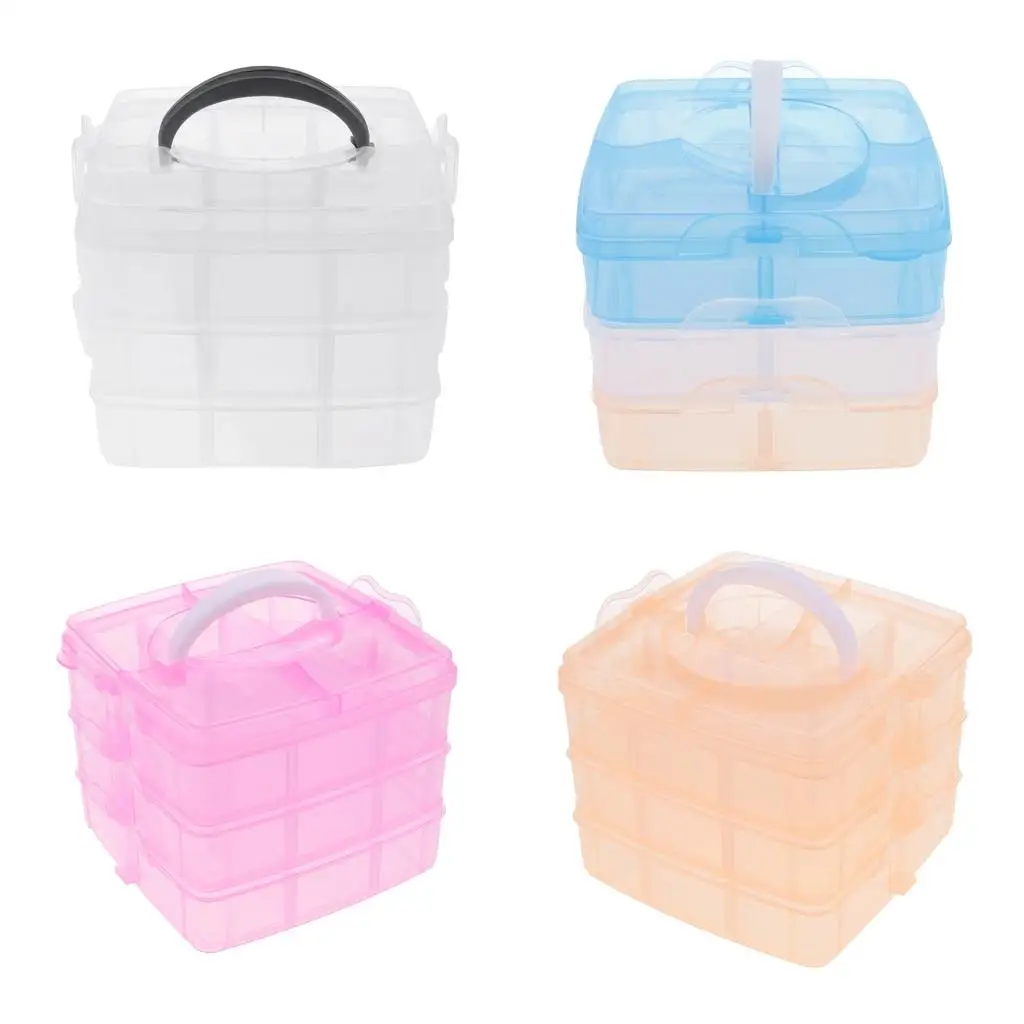 Multi Layer Organizer Box with Movable Dividers Plastic Storage Container with Lid for Drawer Toys Jewelry Sewing Accessories