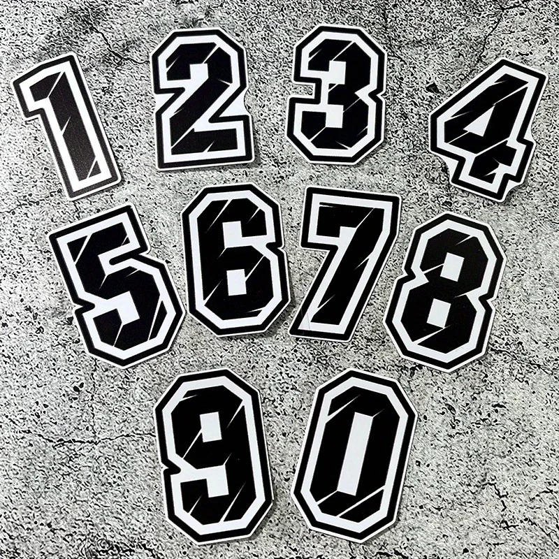 

Sticker Black White High Contrast Waterproof Creative Numbers 0123456789