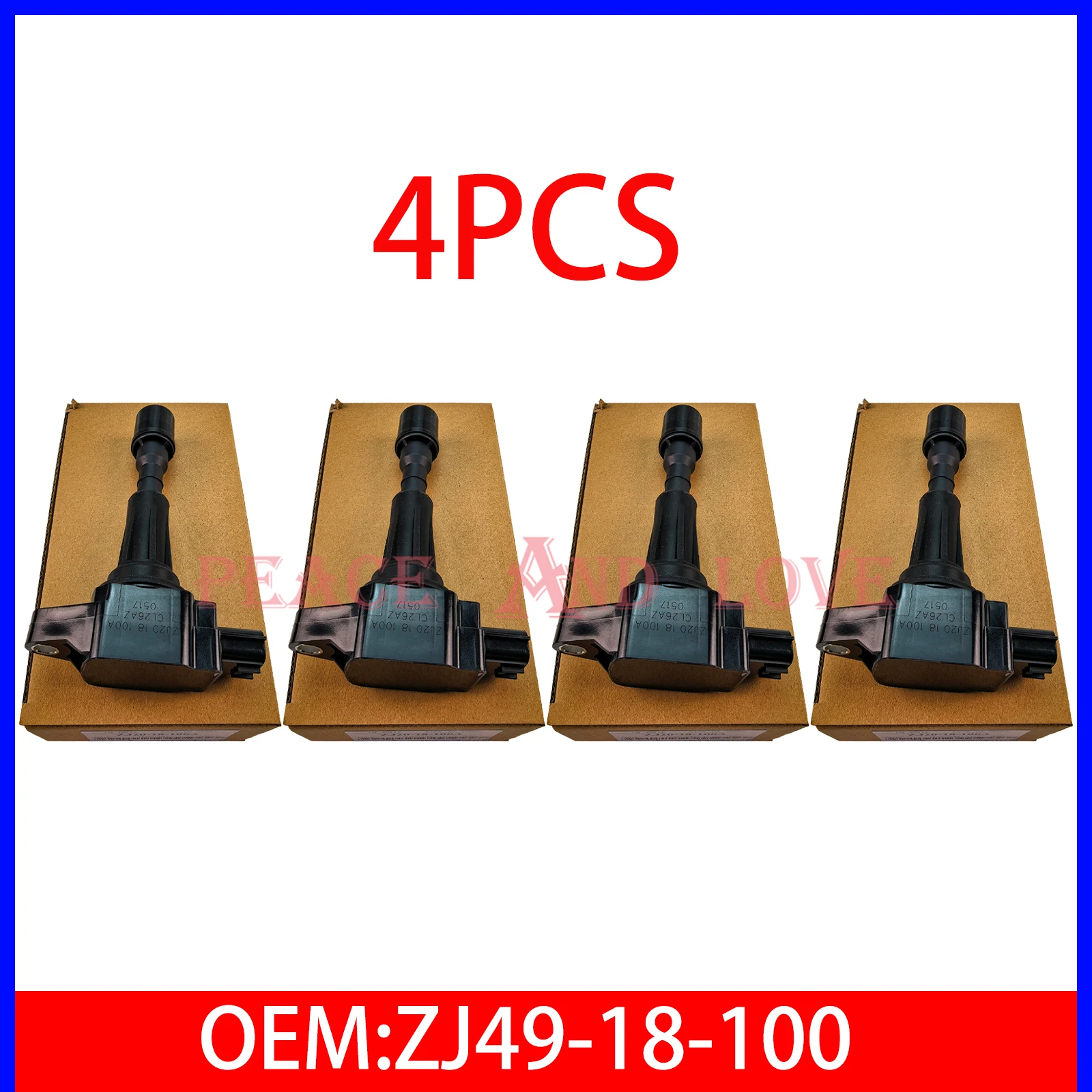 

4PCS ZJ49-18-100 ZJ20-18-100 Ignition Coil Fit For Mazda 2 1.5L 3 1.4L 1.6L 178-8531, 48754, 522185 ZJ4918100