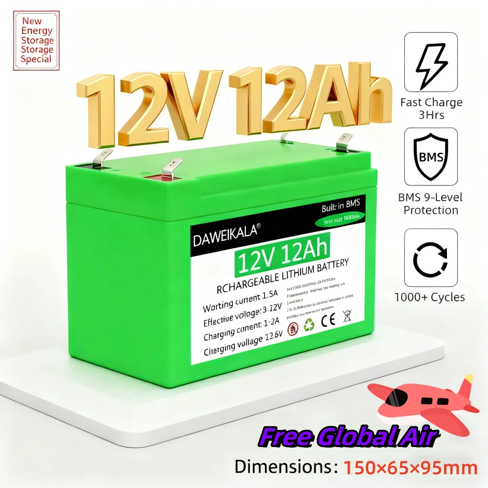 

12V 12Ah 18650 Rechargeable Lithium Battery Pack | Solar Energy Storage Battery - Dual-Purpose for Electric Lighting