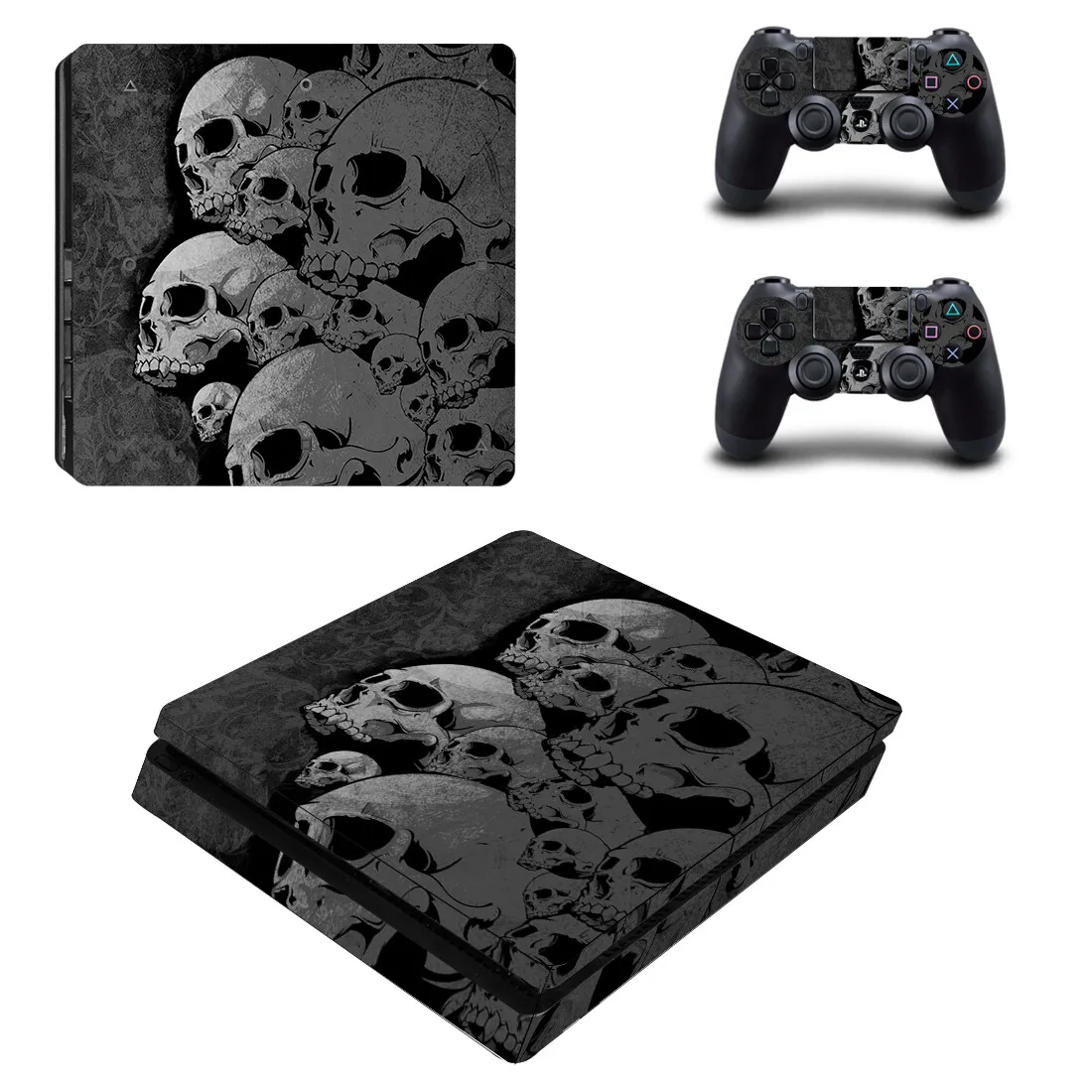 Skull Design PS4 Slim Skin Aufkleber Schutzabdeckung für Konsole und Controller PS4 Slim Skins Aufkleber Vinyl Zubehör