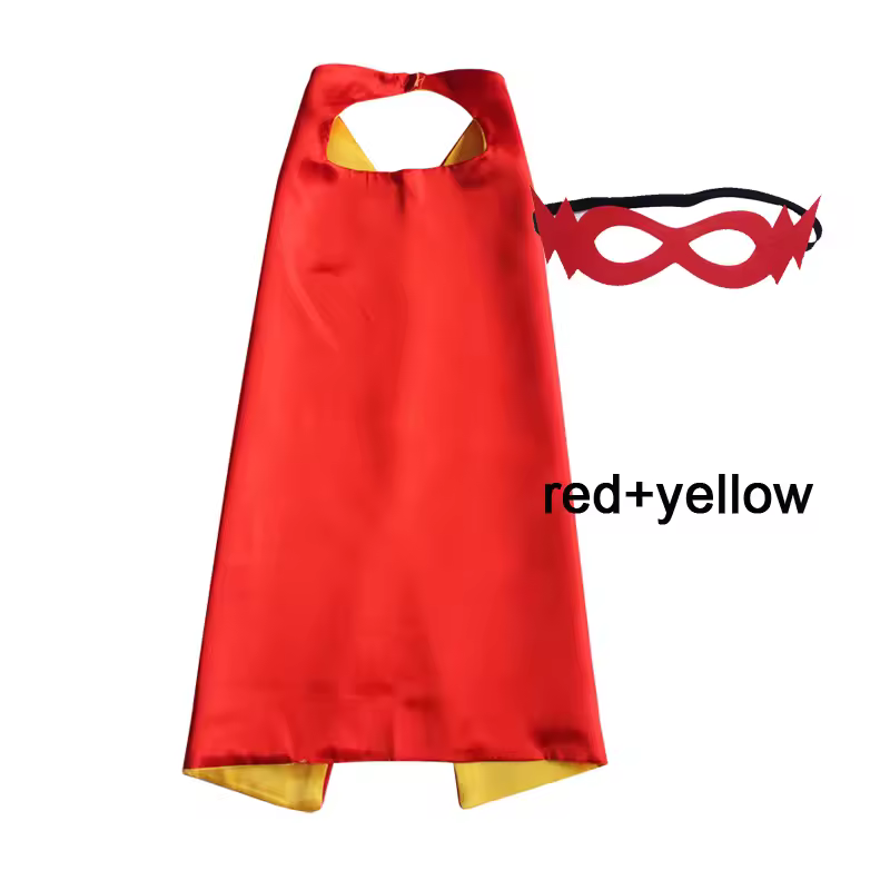 Superhero Capes with Mask REVERSIBLE Two Colored Child Cape Birthday Party Favor Satin Solid Capes Boys Girls Satin Capes - Image 29