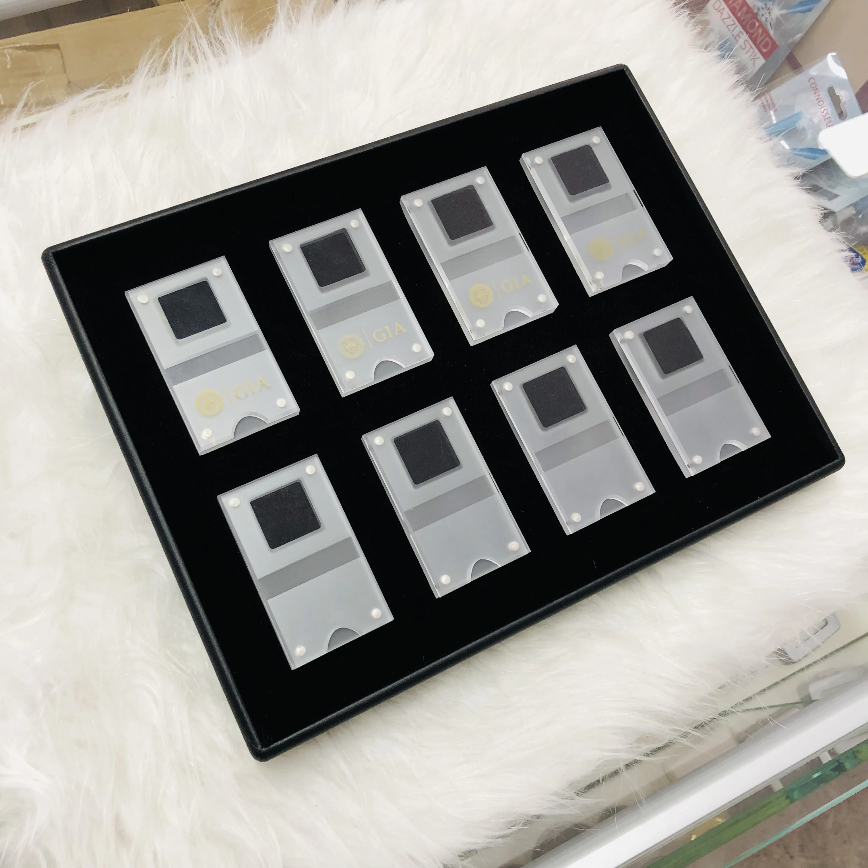 Jewelry Loose Diamond Gem Window Display Case Box Tray 8 Acrylic Container Frosted Gem Stone Storage Holder Magnetic Jar Insert