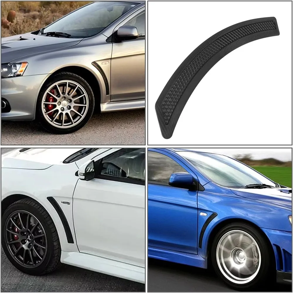 For Mitsubishi Lancer EX EVO 2008-2015 Door Fender Vent Sticker Black Side Wheel Eyebrow Cover Trim Sticker Guard 2pcs