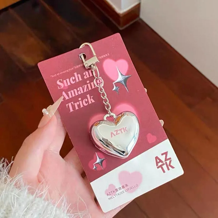 AZTK ハート型ミラー リップグロス ウォーター ライト ゼリー リップスティックとブラッシュ ミニ ペンダント 0.5g