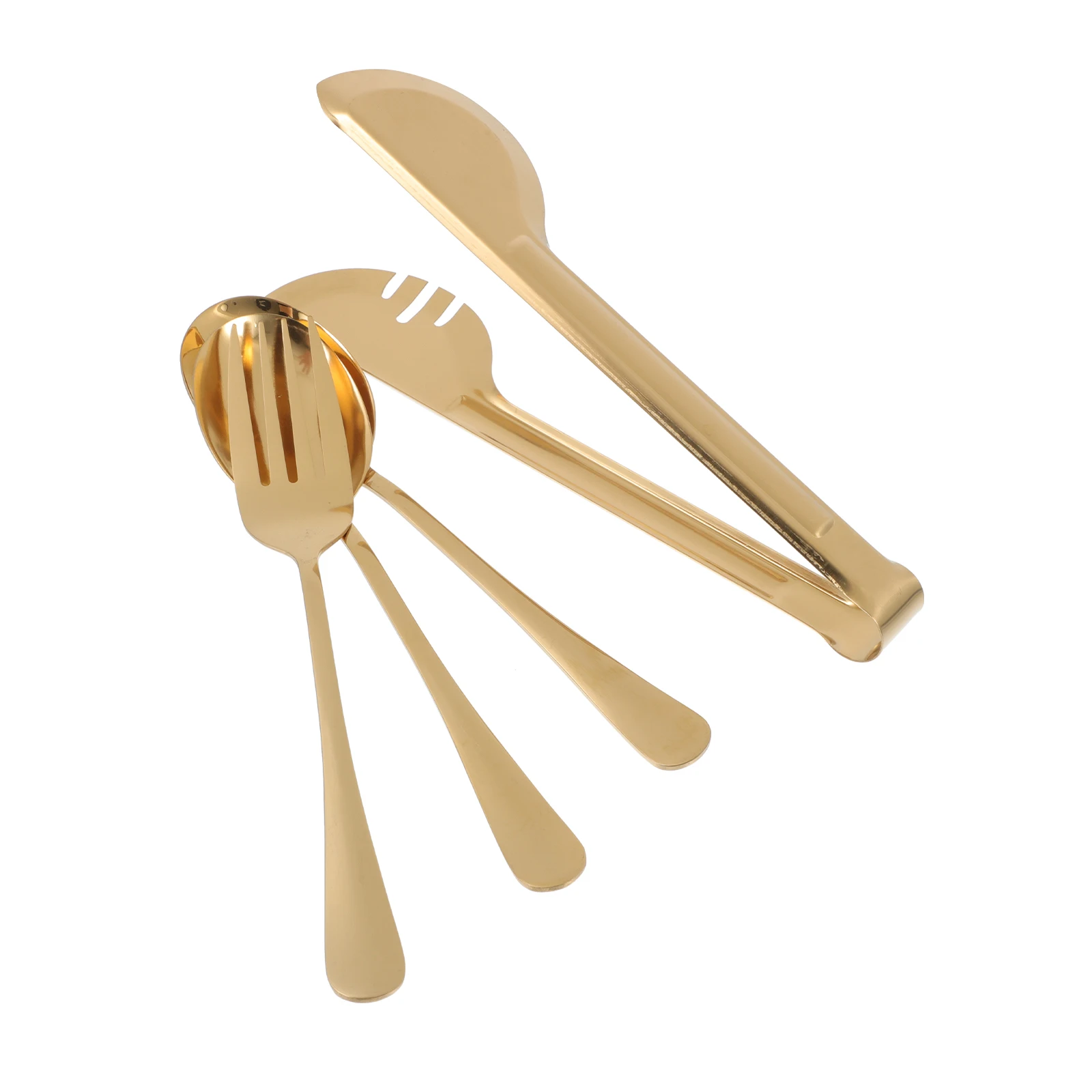 

4pcs Food Clamp Set Stainless Steel Dinnerware Serving Spoon Spoons Banquet Hotel Home Party Kitchen Gadgets Tableware