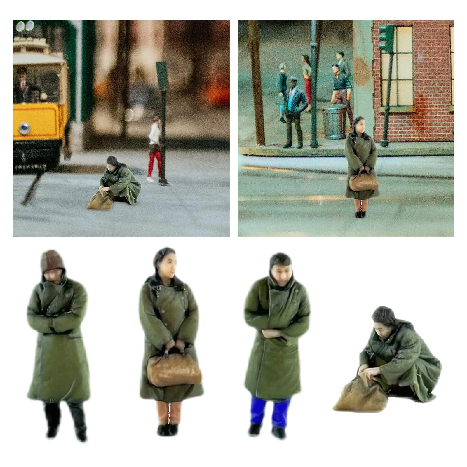 1/64 Resin Model Street Figure People Figurines Scene Props Doll Figures for Miniature Scene