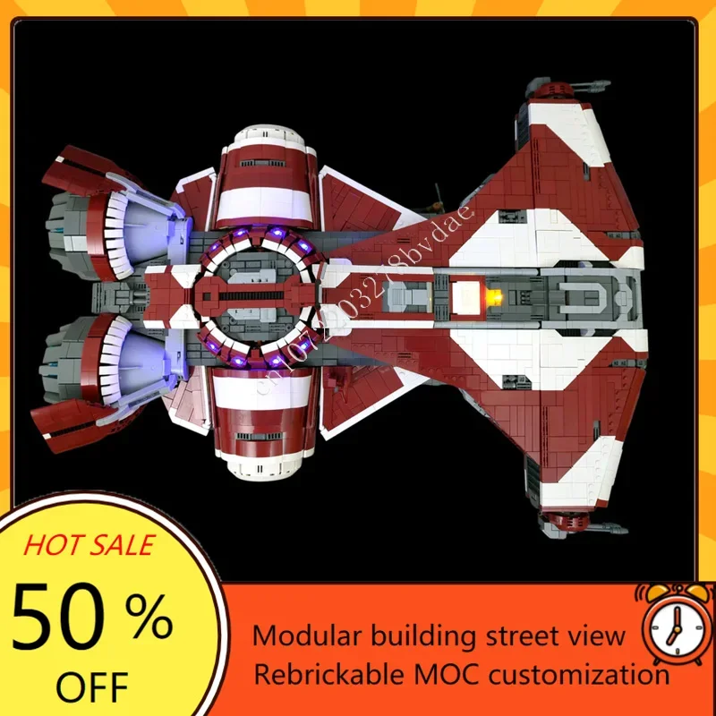 7674PCS UCCS Jedi Defender-Class Light Corvette Model Space War Military MOC SpaceShip Battle Model Custom Puzzles DIY Toy Gift