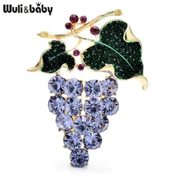 Wuli&baby Luxury Crystal Grape Brooches For Women Unisex 4-color Pretty Fruits Flowers Office Party Brooch Pins Gifts