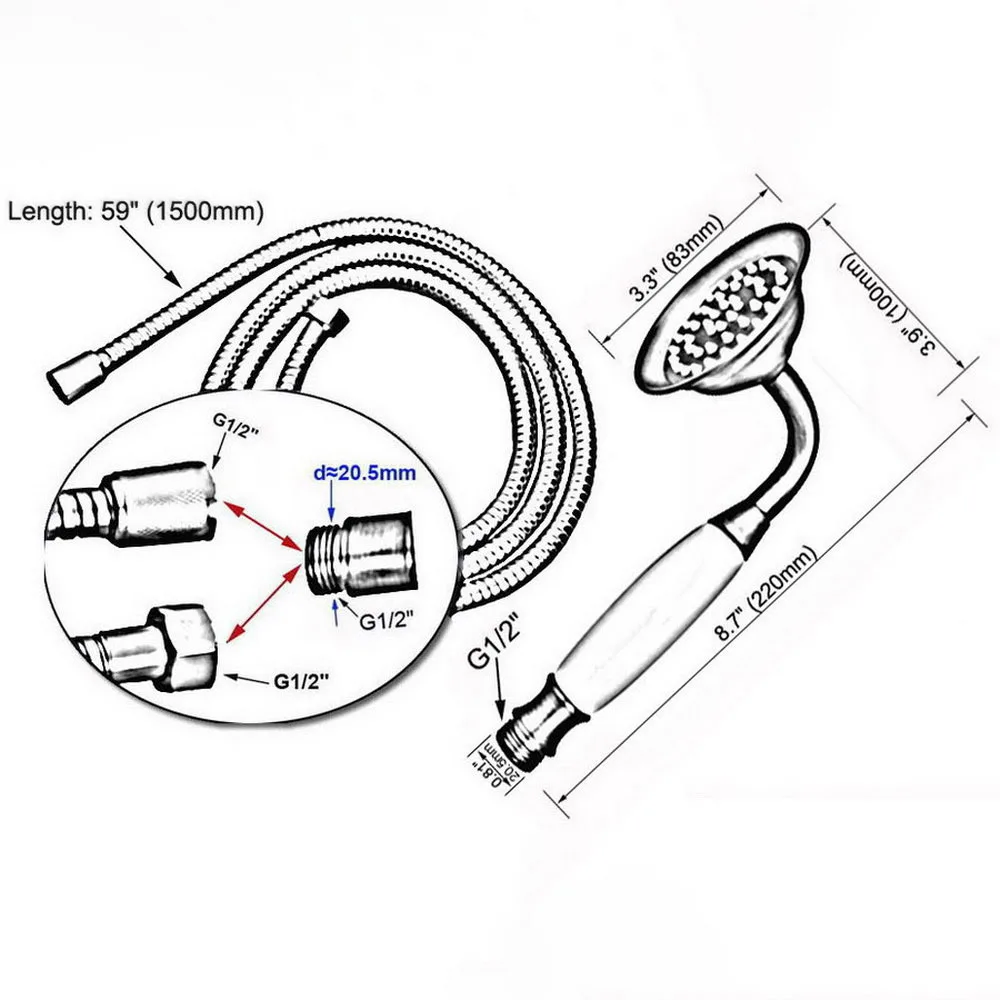 電話スタイルハンドヘルド浴室シャワーヘッドアンティーク真鍮浴室ハンドヘルドシャワーヘッドアクセサリー/ホース thh173