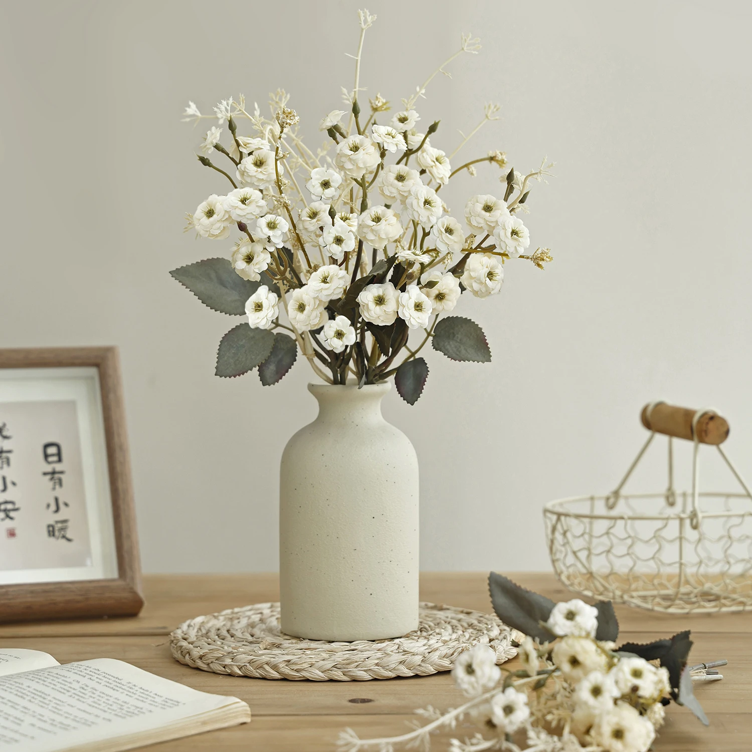 Künstliche Blumen-Kombination Hochwertiger Bambus Hochzeits-Brautstrauß Dekoration Valentinstag Garten Heim Zimmer Tisch Geschenk Vase Box