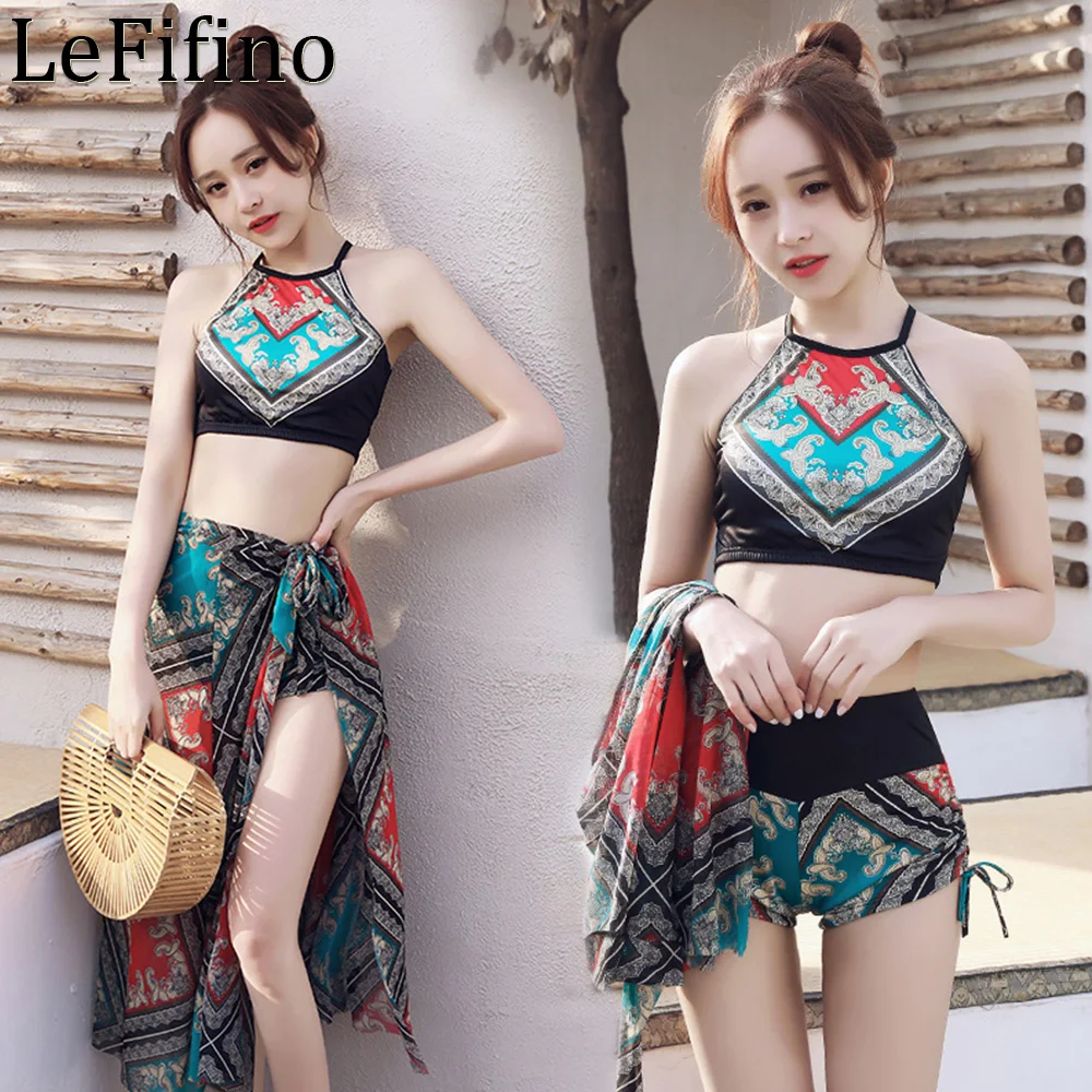 

Summer New Japanese And Korean Style Slimming And Sexy Bikini Suit Printing Swimwear Set Vacation Hot Spring Swimsuit For Women