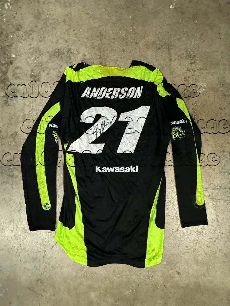 

Kawasaki 3Dпринт Motorsport Driver футболка с длинным рукавом для мужчин дышащая быстросохнущая эластичная одежда для гонок на горном велосипеде