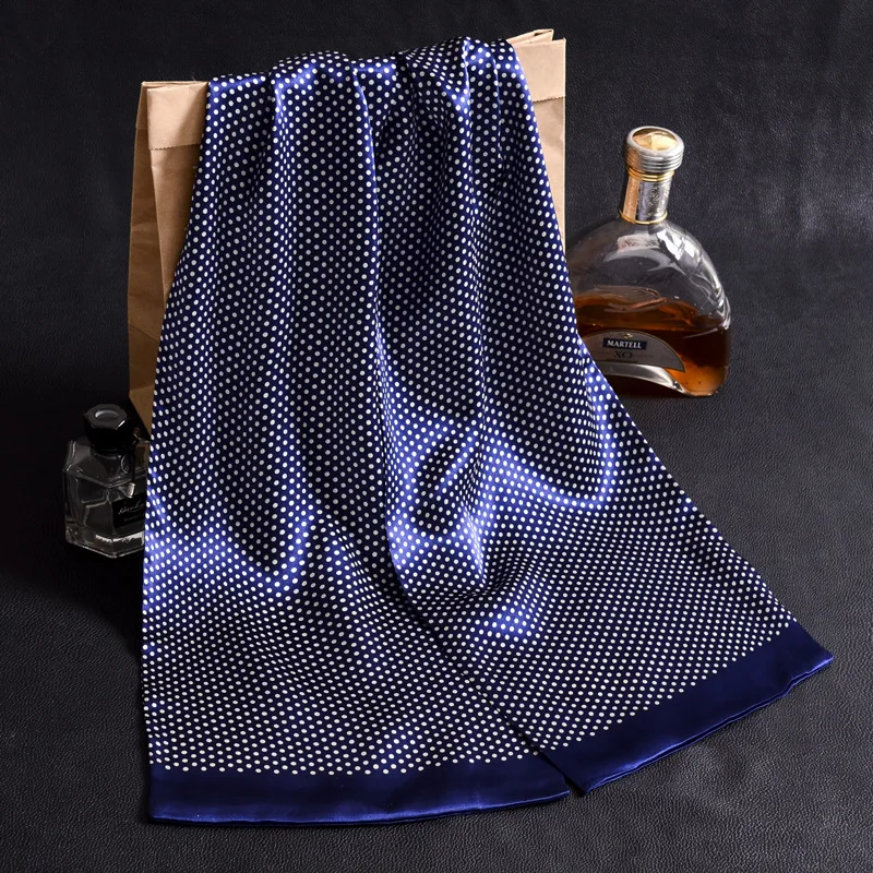 Luxury Brand Men Pure Silk Scarf Businessmen Long Scarves Spring Autumn All-Match 100% Silk Neck Scarf Winter Printed Scarves