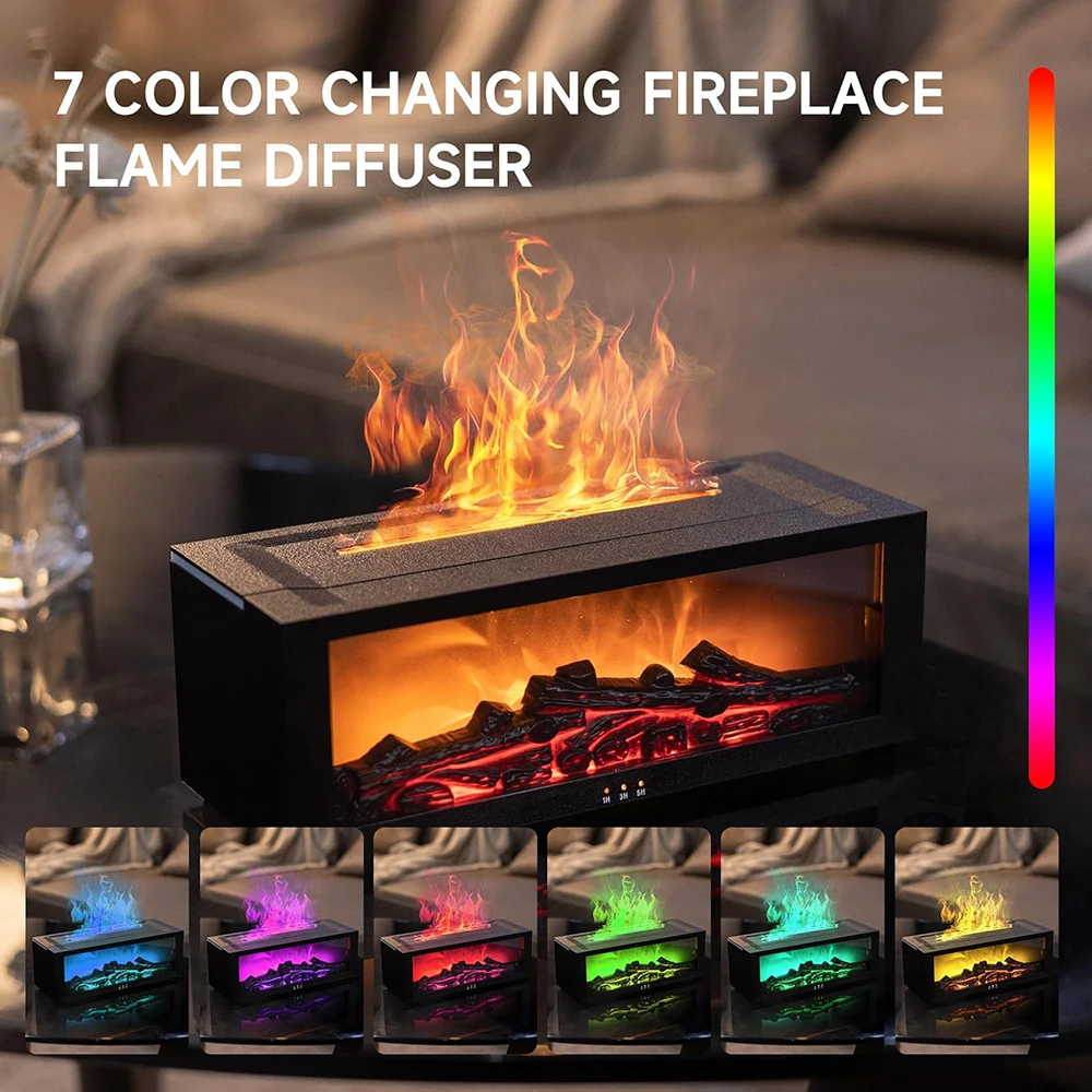 

Don't Miss Out! 3D Flame Fireplace Aromatherapy Machine, Colorful Humidifier with Multiple Mist Modes, Ideal for Home, Bedroom
