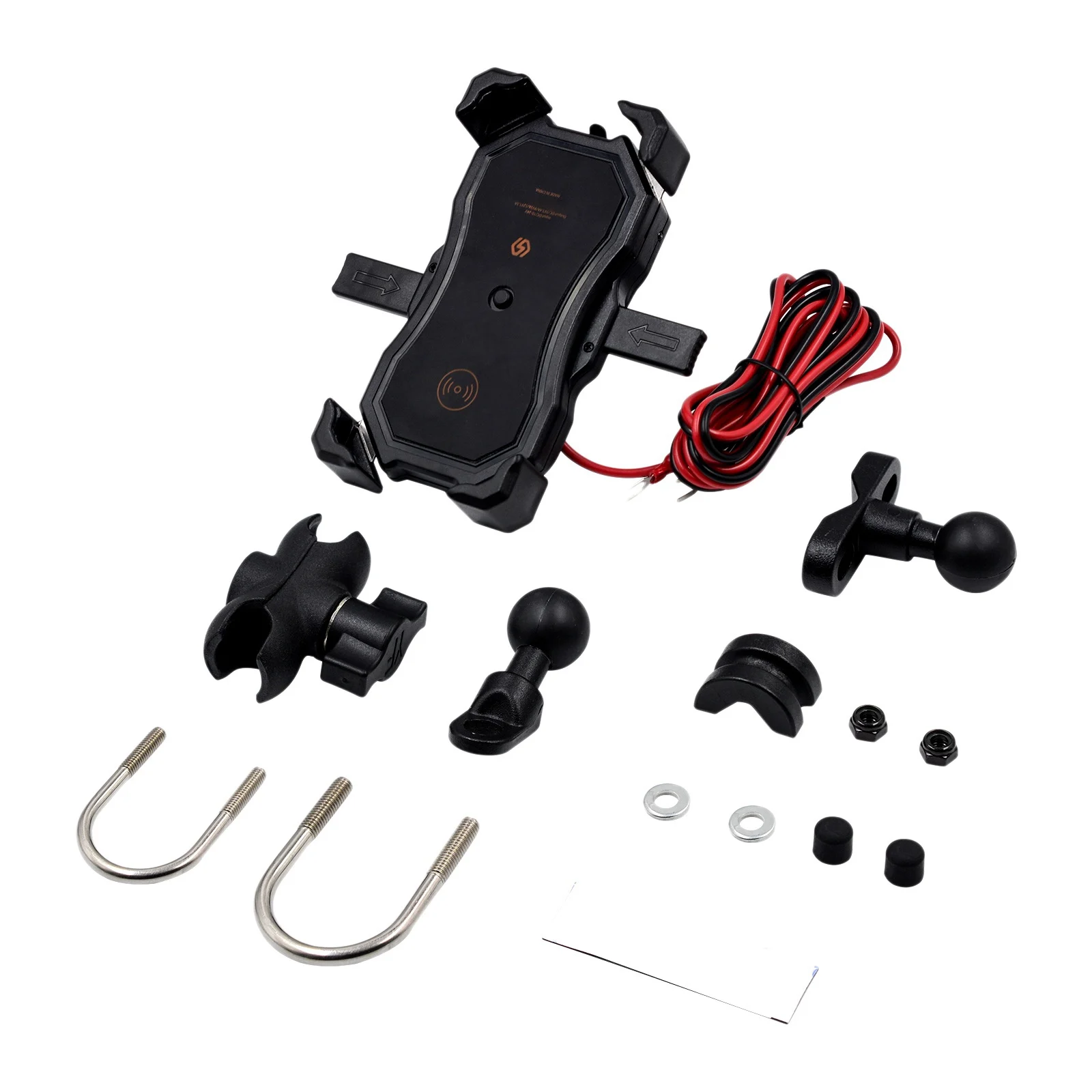 

Motorcycle Wireless Qi & USB Quick Charging 2 in 1 Handlebar Cell Phone Holder 10CM Stem for 4.7-6.5 Inch Phone