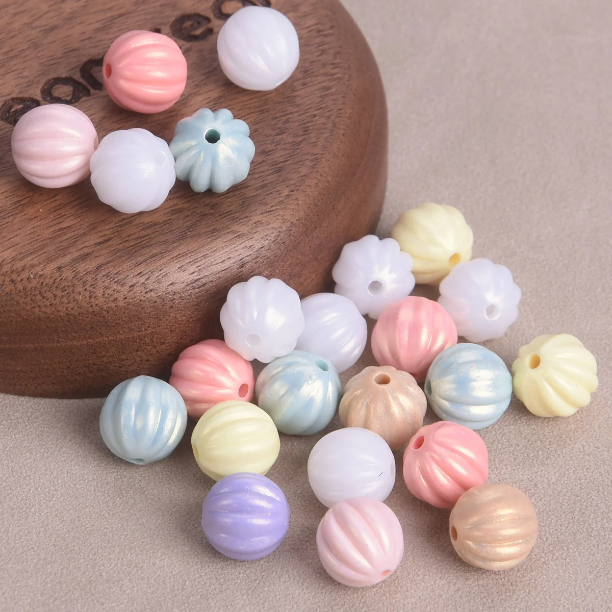45pcs Random Mixed Colors Matte Round Pumpkin 10mm~11mm Loose Beads Lot For Jewelry Making DIY Bracelet Findings