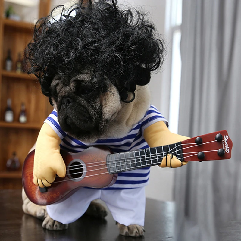 Costume da chitarra per animali domestici Costumi divertenti per cani Giocatore di chitarrista Halloween Natale Cosplay Party Vestiti per cani e