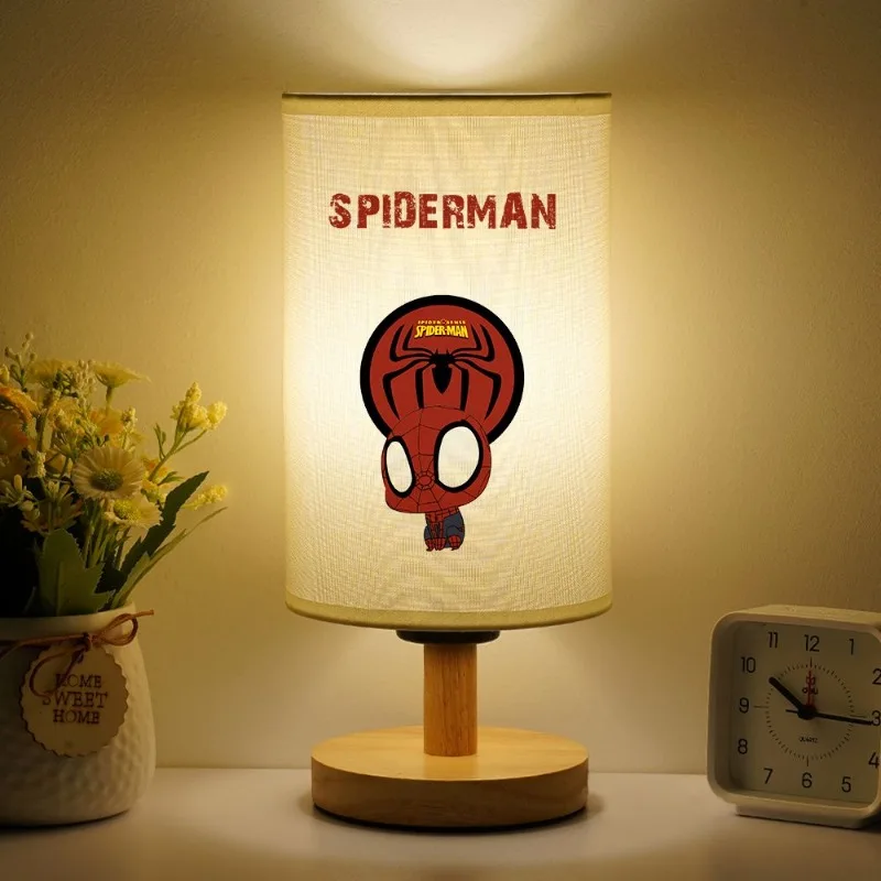 Marvel Spiderman cool creative cartoon bedroom bedside simple button-type fabric table lamp birthday gift for children and boys