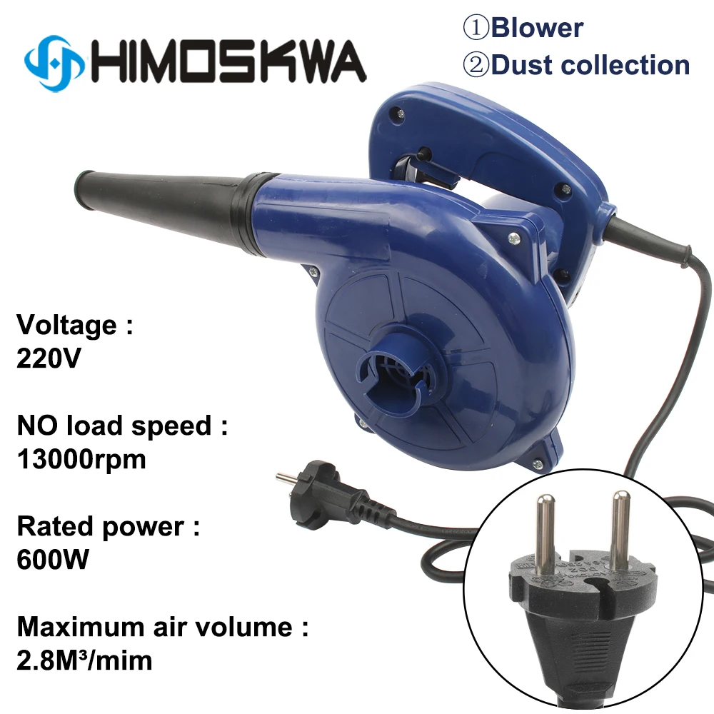 

Power Tools High Power Industrial Blower 600w 13000rpm Blow And Suck Dual Computer Inflatable Blower 2.8m3/min Blue EU