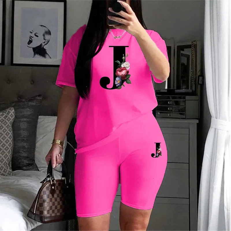 A-Z Printing Womens Short Tracksuit Daily Casual Shorts 2 Pcs Set Outdoors Gym Sports Jogging Woman Clothing 2026 Summer Outfits view 6