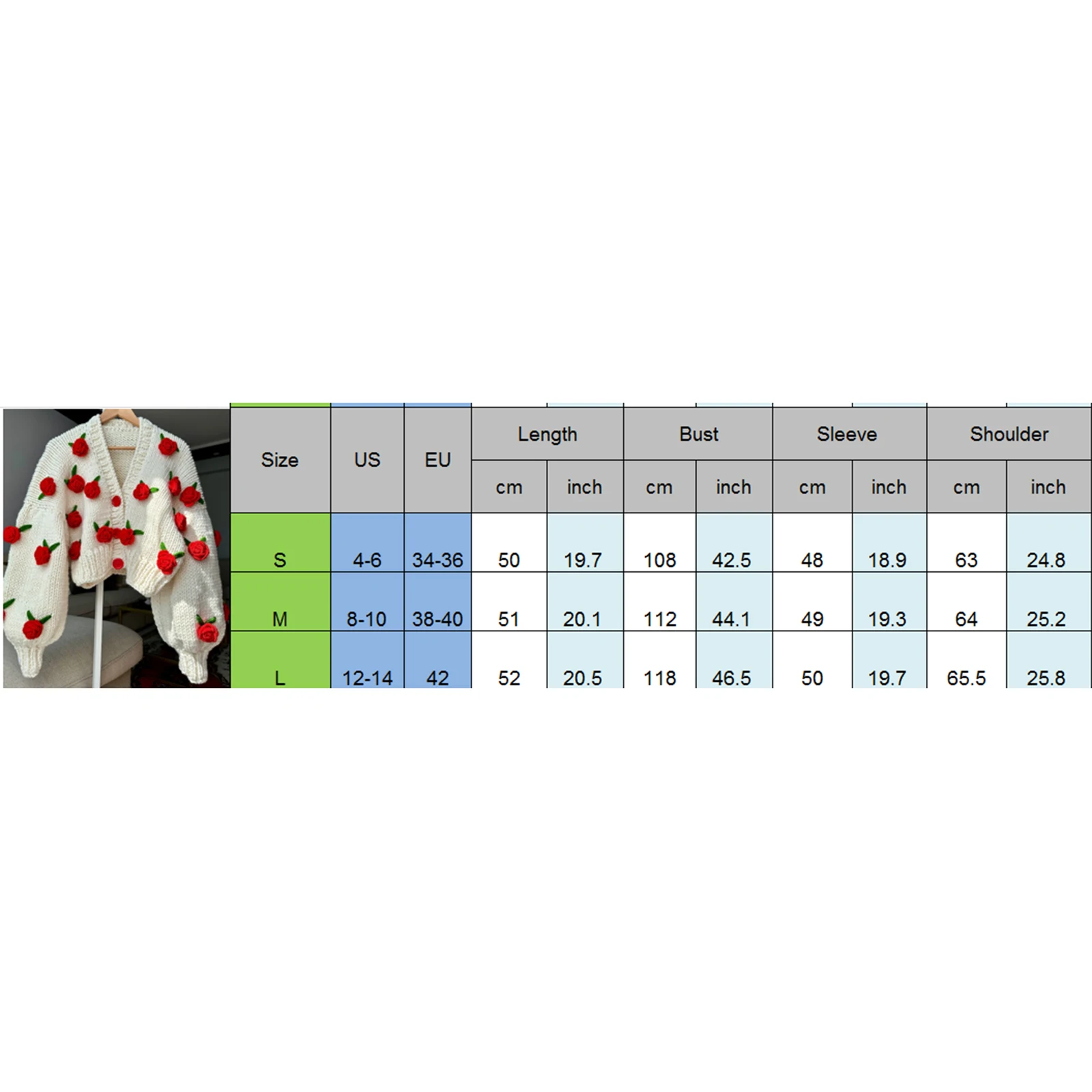 Women Knit Cardigan 3D Flowers Long Sleeve Button Sweaters Fall Casual Thick Soft Cardigan Gifts for Woman