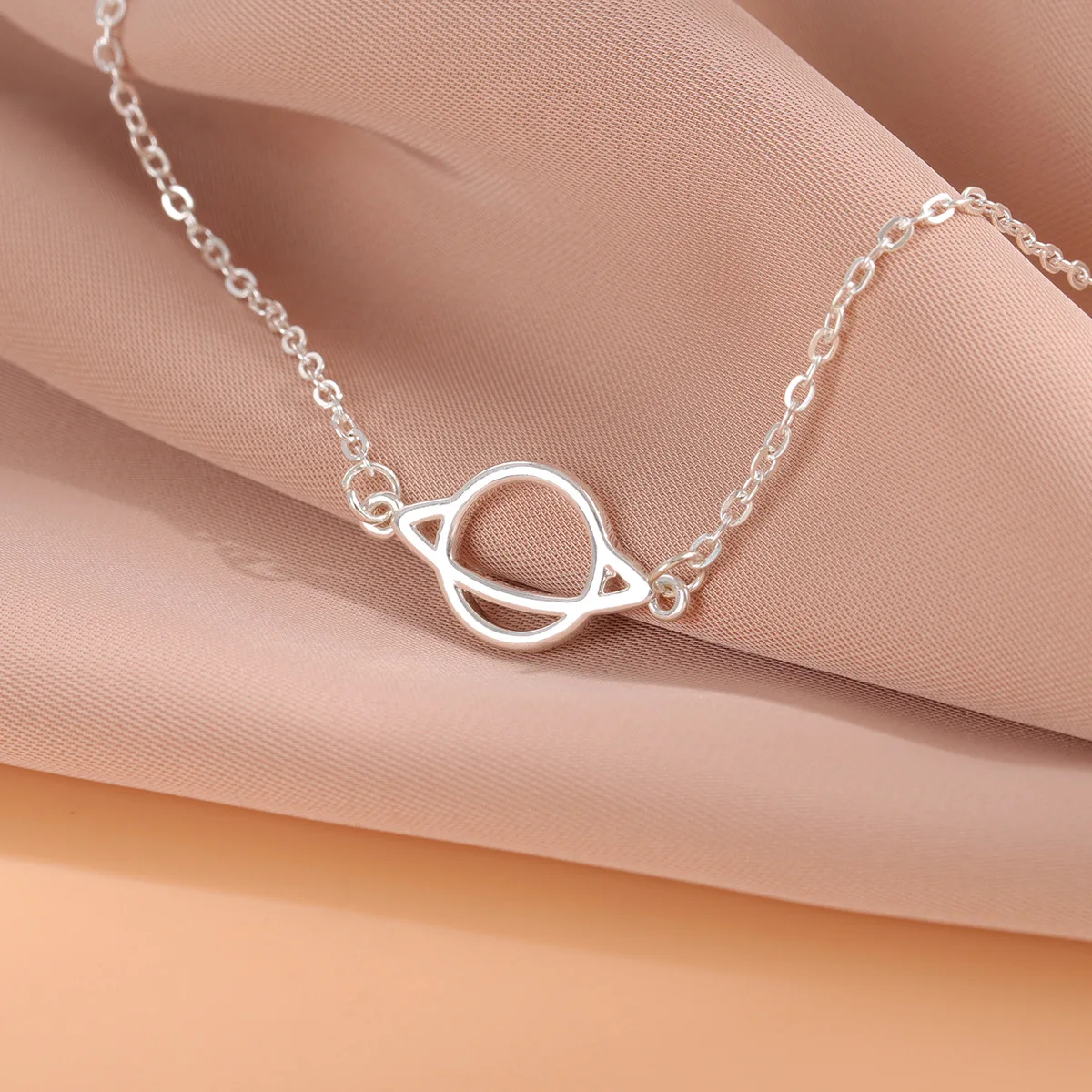 New Fashion Simple 925 Sterling Silver Planet Clavicle Chain Hollow Necklaces   XL060