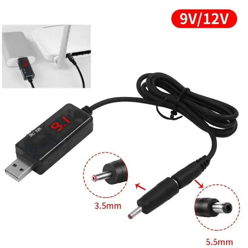 New【USB Boost Converter DC 5V To 9V 12V USB Step-up Converter Cable + 3.5x1.35mm Connecter Power Supply/Charger/Power Converter】