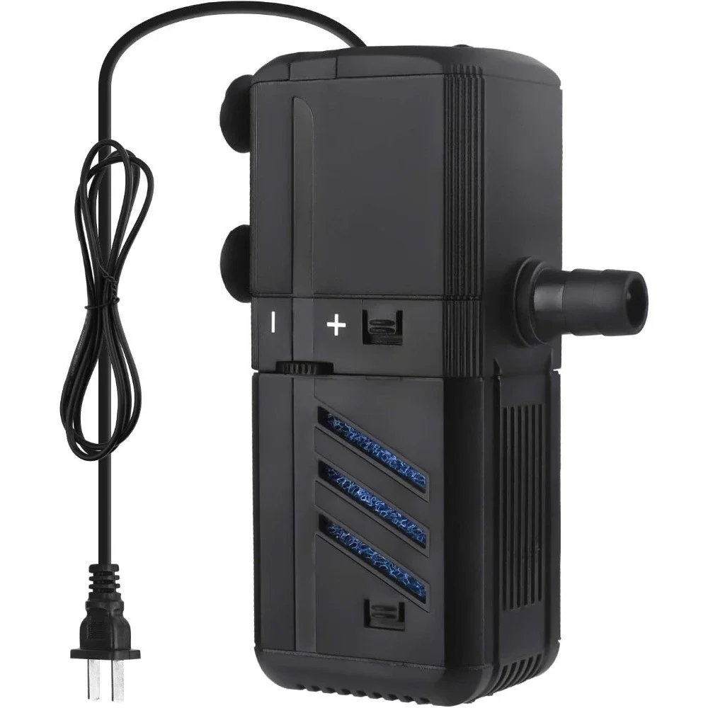 1 Set 4-in-1 Aquarium-Innenfilter und Umwälzpumpe mit integriertem UV-Licht, 6W, 500L/h Durchfluss, für Fischbecken und Schildkrötenhabitate, Tauchfähiges Design, inklusive 2 Auslassdüsen