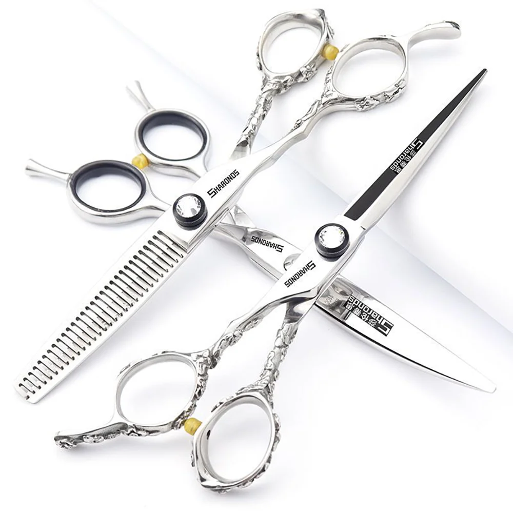 Professional left-hand scissors, flat tooth scissors, 6-inch hair clipper, bangs, household men's and women's divine hair set.