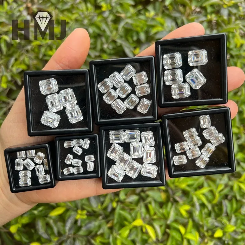 Emerald Cut Moissanite Loose Stone 7x10mm D Color VVS1 Lab Grown Pass Diamond Tester DIY Jewelry Making Materials Wholesale view 4