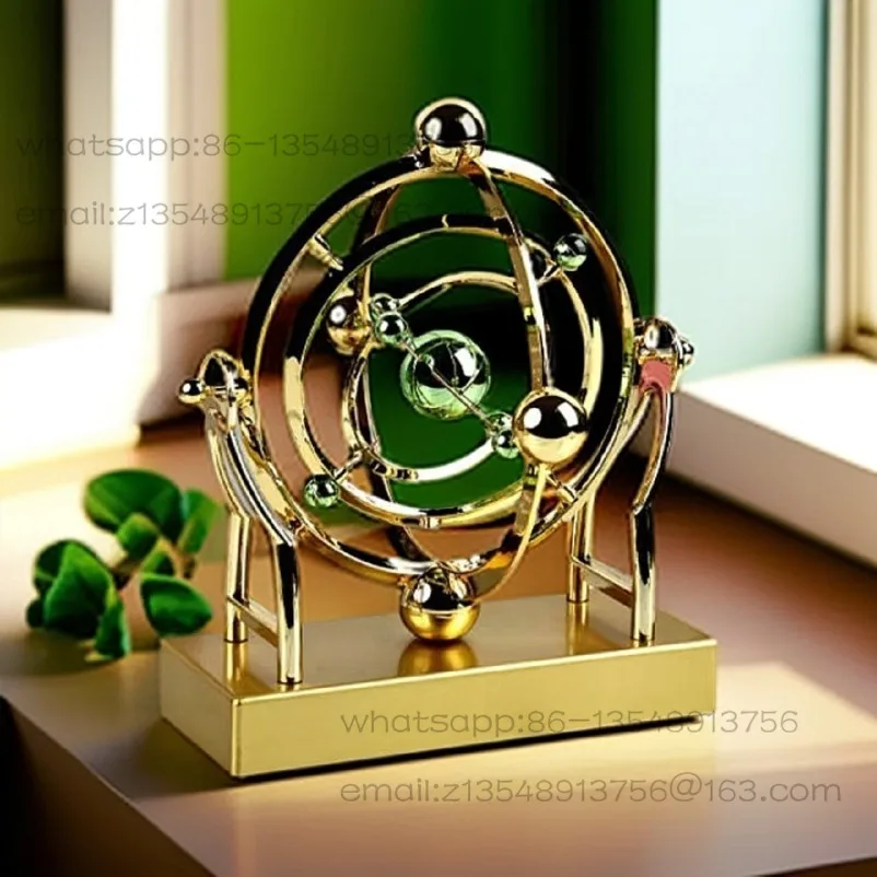 The Golden Cosmic Celestial Body Perpetual Motion Instrument Ornament Rotates Non-stop, High-level Sense  Decompression
