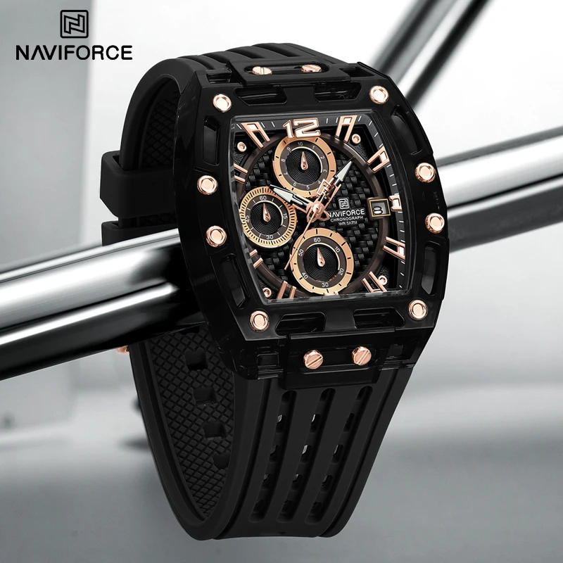 NAVIFORCE Quartz Chronograph Watches Fashion Sport Men Watches Silica Strap Waterproof Luxury Man Clock Relogio Masculio NF7105