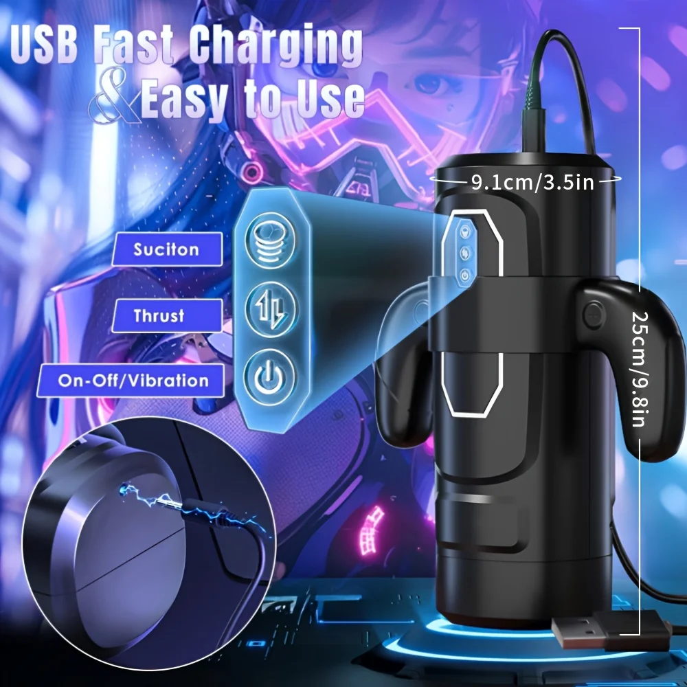 التلقائي ذكر الاستمناء مع مقبض 9 تهتز 6 Thrusting 3 شفط التلقائي مص الذكور جهاز استمناء للعب الكبار