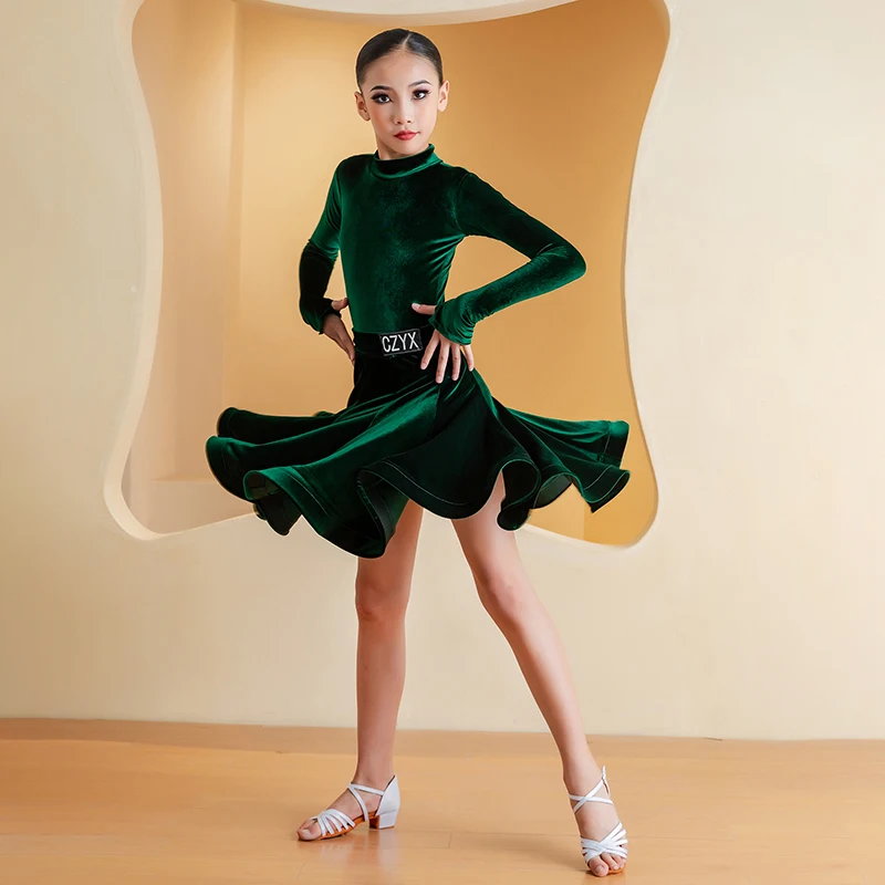 2025 جديد للأطفال فستان رقص اللاتينية المرأة الاطفال ممارسة الرقص الزي المرأة شعبية الخريف/الشتاء درجة المنافسة اللاتينية