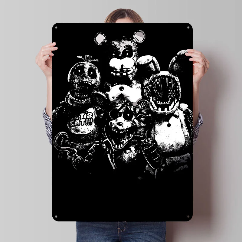 Five Nights At Freddy's Animatronics Printed Poster Customized Wall Art Retro Vintage Metal Tin Signs for Home Bar Accessories