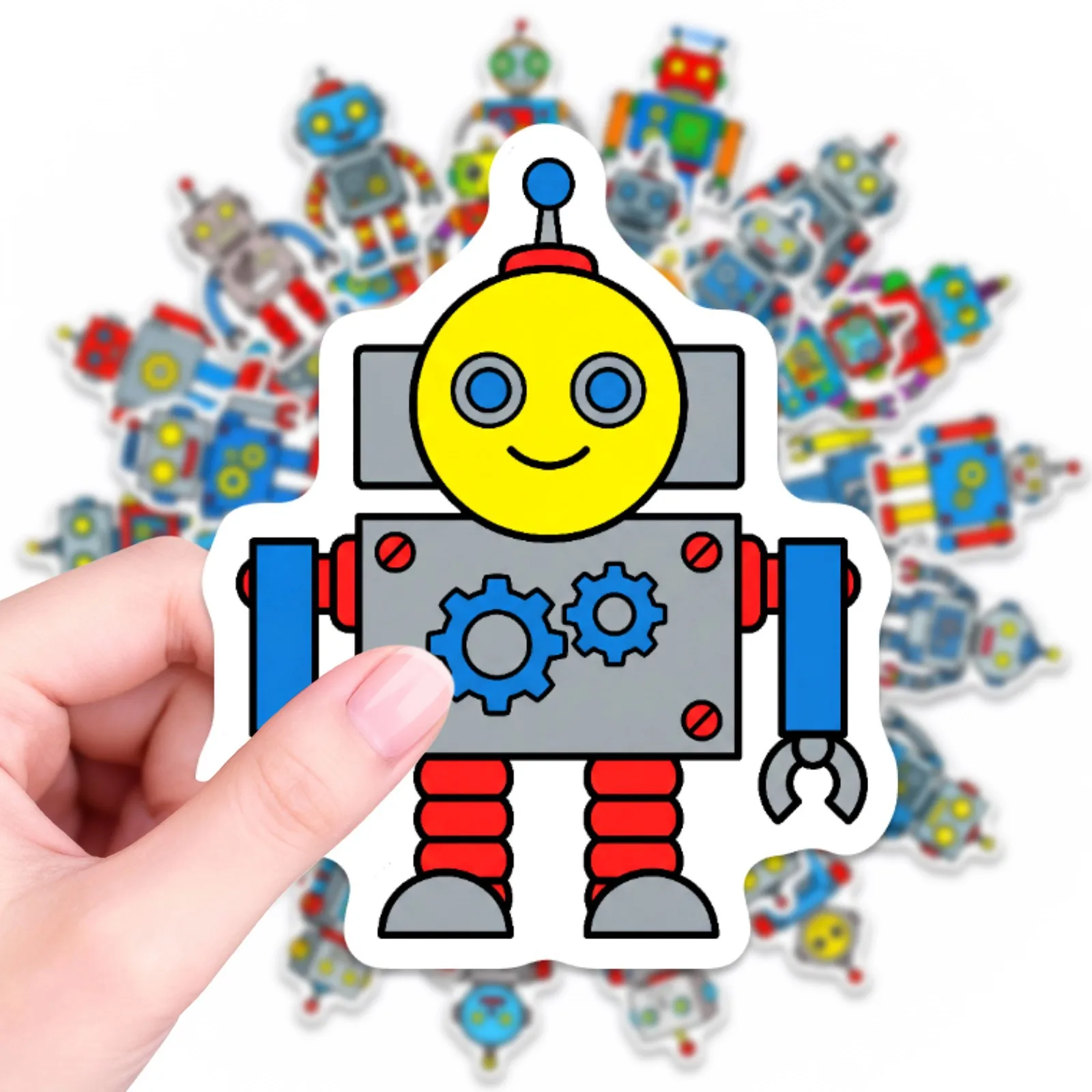 50/100Pcs Colorful Cartoon Robot Stickers Eco-Friendly Waterproof for Phone Stationery Box Storage Box Drawer Helmet Skate Decal view 2