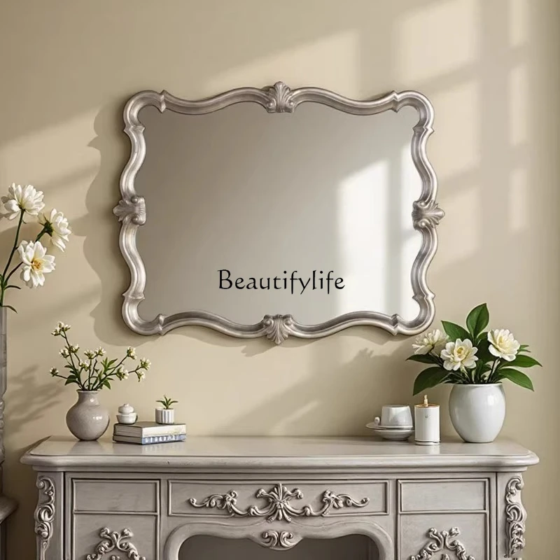 

European retro makeup mirror wall-mounted bathroom special-shaped bathroom mirror