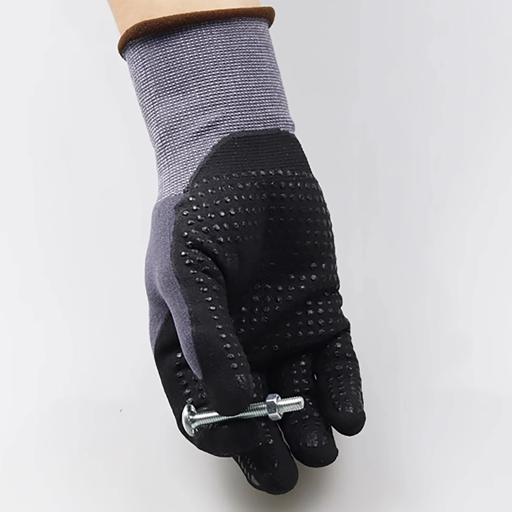 Gardening Work Gloves Nylon Spandex Super Grip Resistant Maxi High Flex Nitrile Micro Foam Dots Safety Mittens