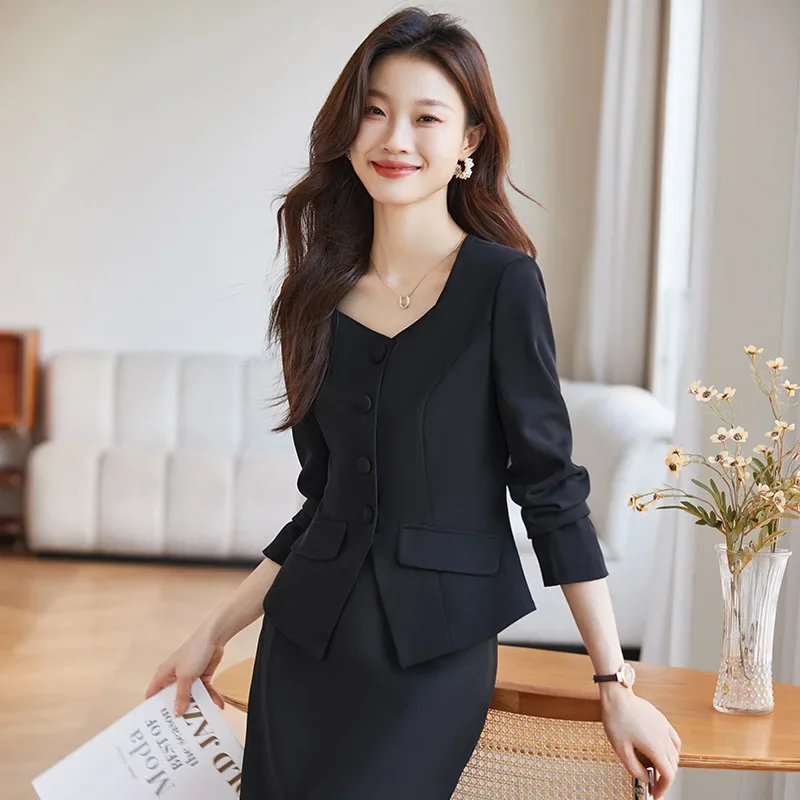 2024 New Women's Long Sleeve Professional Western-style Suit Skirt for Interviews Sales Work Dress 3950