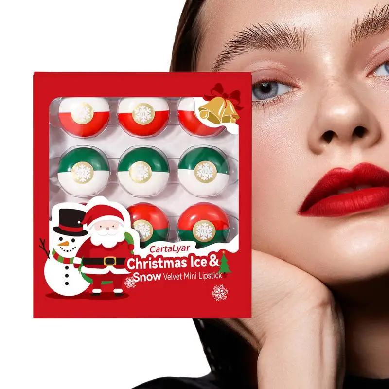 

Рождественский набор помад, 9X матовая телесная помада, наборы для макияжа, стойкий лак для губ, высокопигментированное пятно для губ для девочек и женщин