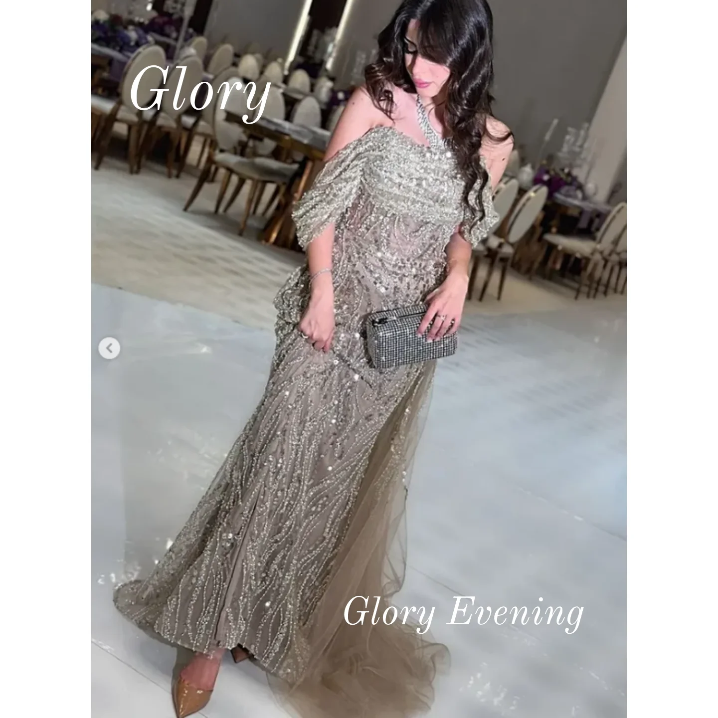 Vintage Strapless Off Shoulder Evening Party Dresses Prom Dresses Sequins Beadings Saudi Arabia فساتين سهرة Customized