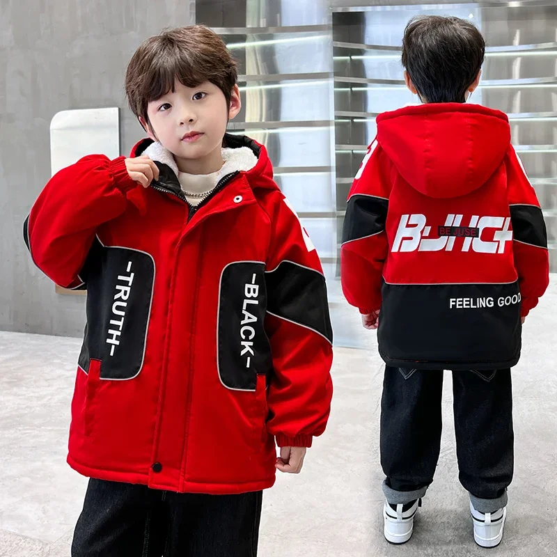 

NewBoy's Winter Thickened Patchwork Number Pattern High Quality Handsome Cotton Clothes;.4-15year